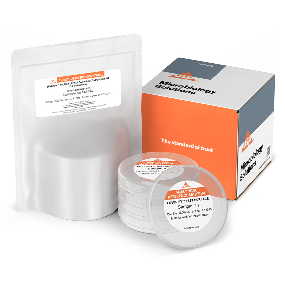 USP Enverify™ Viable Surface Sampling Competency Kit (5-pack) + 1 Sleeve of TSA media (10 plates)
